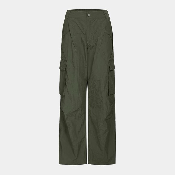 NWT Halara Mid Rise Button Zipper Side Pocket Wide Leg Casual Cargo Pants - Picture 5 of 13